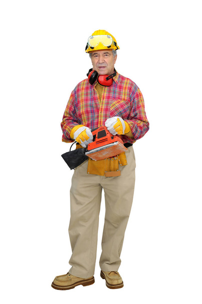Mature construction worker isolated in white - Foto, Imagen
