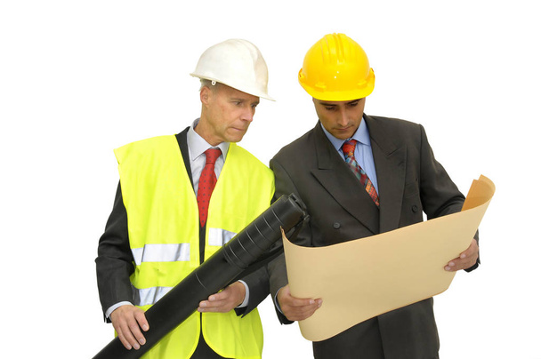 Two engineers isolated against a white background - Foto, Bild