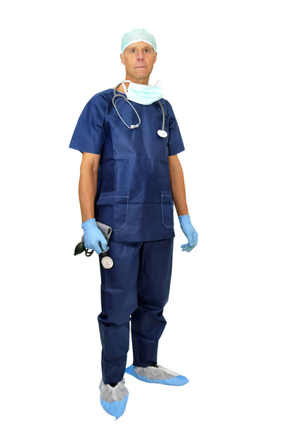Doctor in uniform posing isolated in white - Zdjęcie, obraz