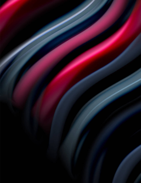 Siyah, sıvı sıvı renk dalgalarında ipeksi çizgiler. Vektör İllüstrasyonu - Vektör, Görsel