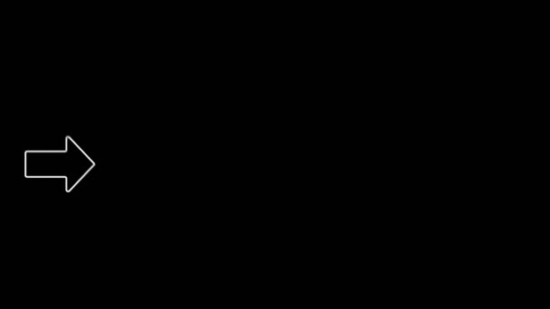 Animace bílého obrysu šipka létání na černém pozadí - Záběry, video