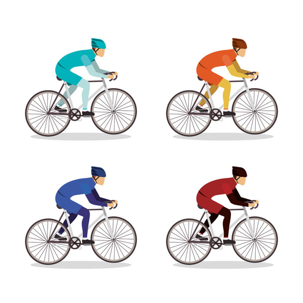 Männer auf Fahrrädern setzen Vektor-Design - Vektor, Bild