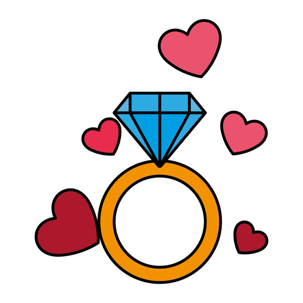 anillo de compromiso de diamantes, día de San Valentín
 - Vector, Imagen