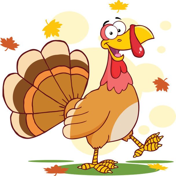 Happy Turkey Cartoon Character Walking - Photo, Image