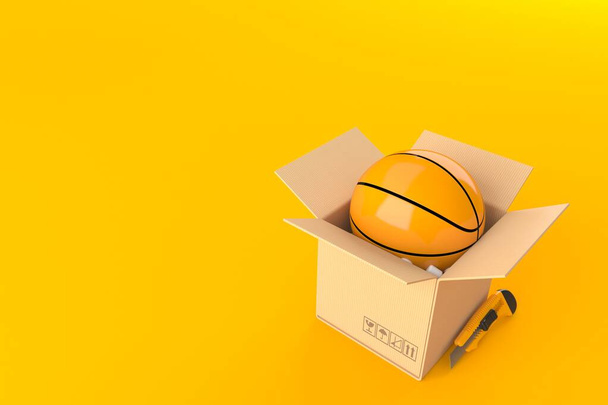 Μπάλα μπάσκετ μέσα σε χάρτινο κουτί - Φωτογραφία, εικόνα