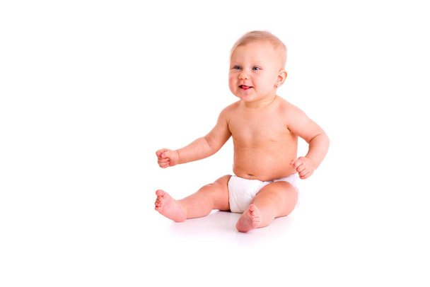 the studio shot of baby in diaper - Foto, imagen