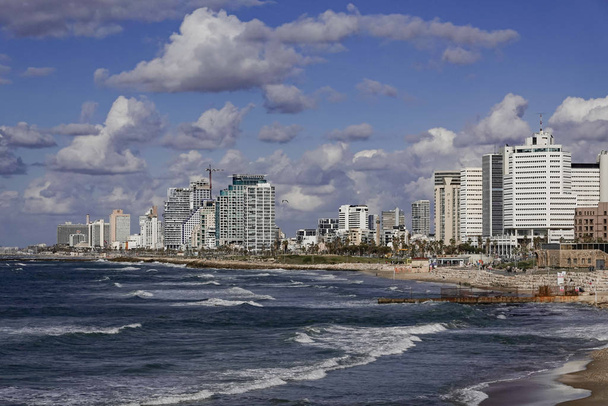 Tel Aviv, Israel The beaches and skyline of Tel Aviv. - Zdjęcie, obraz