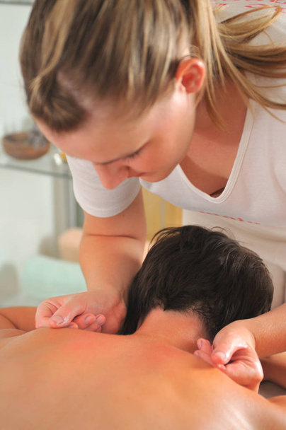 back massage at the spa and wellness center - Фото, зображення