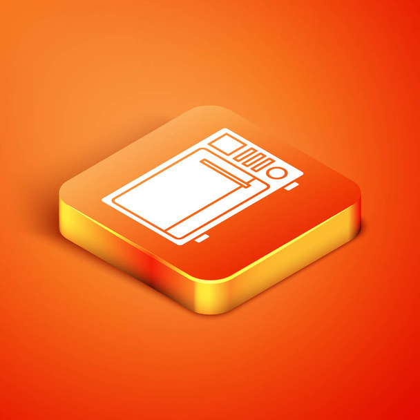 Isometrica icona del forno a microonde isolato su sfondo arancione. Icona elettrodomestici. Illustrazione vettoriale
 - Vettoriali, immagini