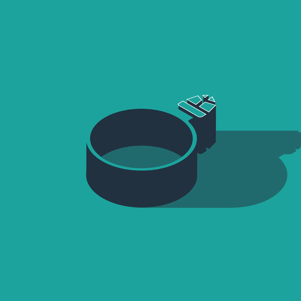 Isometric Diamond engagement ring icon isolated on green background.  Vector Illustration - Vector, Image