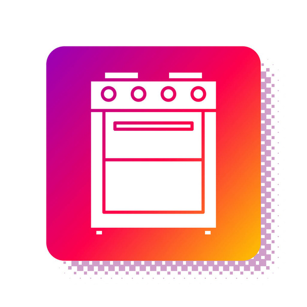 White Oven icon isolated on white background. Stove gas oven sign. Square color button. Vector Illustration - Vector, Image