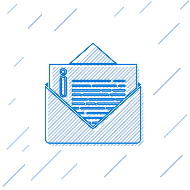 Blue line Envelope icon isolated on white background. Email message letter symbol.  Vector Illustration - Vector, Imagen