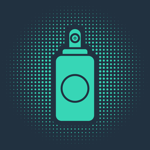 Green Spray puede para ambientador, spray para el cabello, desodorante, icono antitranspirante aislado sobre fondo azul. Puntos aleatorios de círculo abstracto. Ilustración vectorial
 - Vector, imagen
