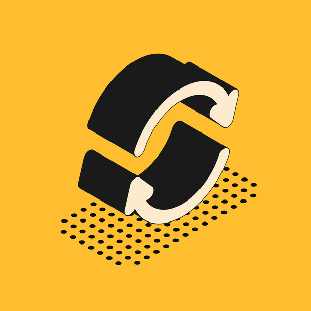 Izometrikus Frissítés ikon elszigetelt sárga alapon. Töltés szimbólum. Forgó nyilak egy kör jel. Vektorillusztráció - Vektor, kép