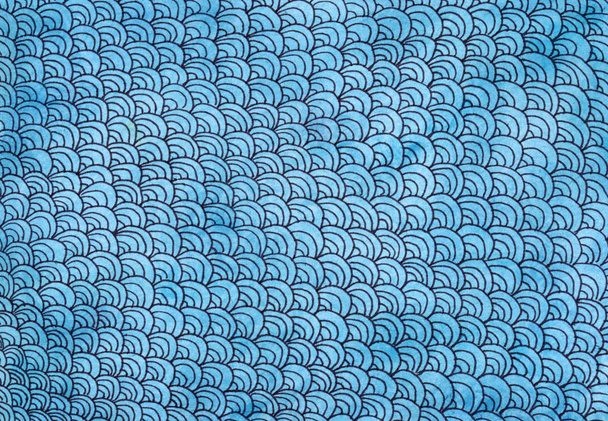 Inchiostro acquerello tradizionale pesce sirena scala modello su sfondo astratto blu mare
 - Foto, immagini