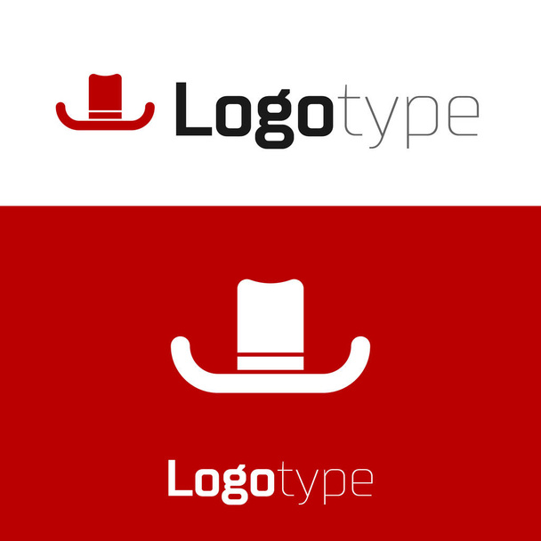 Beyaz arka planda izole edilmiş kurdele ikonlu kırmızı adam şapkası. Logo tasarım şablonu elemanı. Vektör İllüstrasyonu - Vektör, Görsel