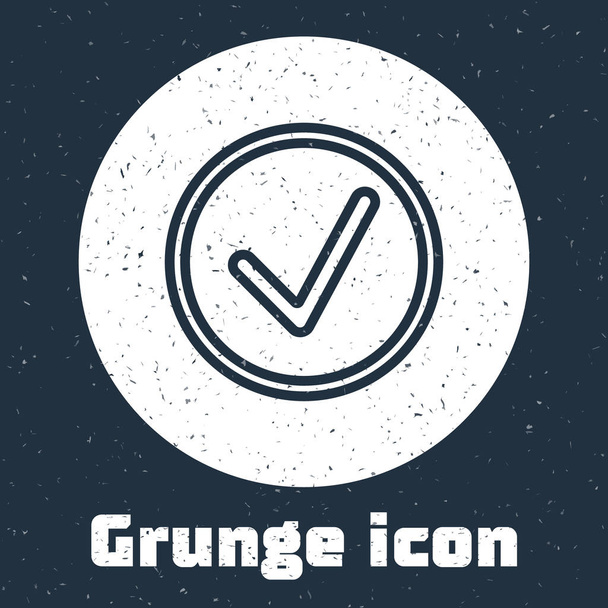 Grunge line Check mark in circle icon isolated on grey background. Choice button sign. Checkmark symbol. Monochrome vintage drawing. Vector Illustration - Vector, Image