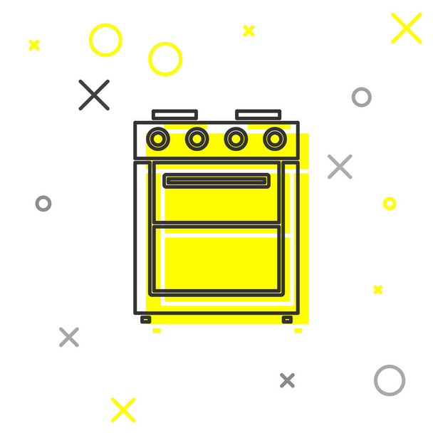 Icona Forno grigio linea isolato su sfondo bianco. Fornello a gas segno forno. Illustrazione vettoriale - Vettoriali, immagini