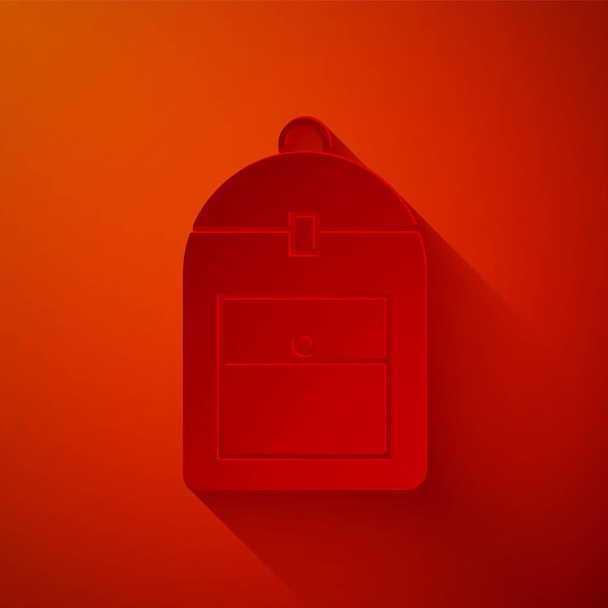 Papier découpé icône sac à dos isolé sur fond rouge. Style art du papier. Illustration vectorielle
 - Vecteur, image