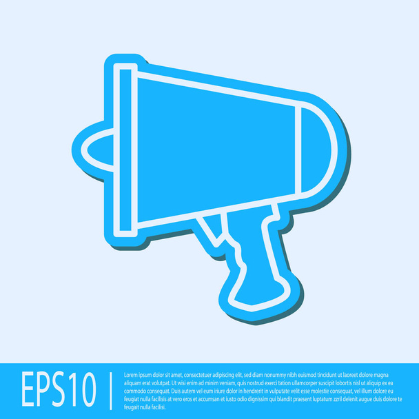 Blue line Spread the word, megaphone icon isolated on grey background.  Vector Illustration - Vecteur, image