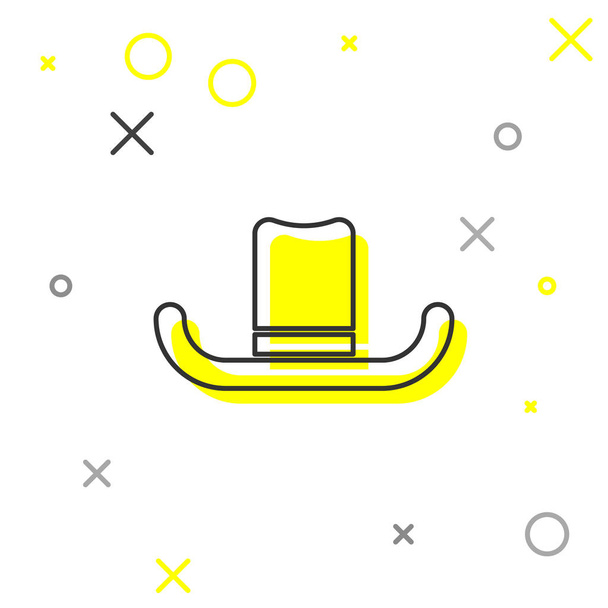 graue Linie Mann Hut mit Schleifensymbol isoliert auf weißem Hintergrund. Vektorillustration - Vektor, Bild
