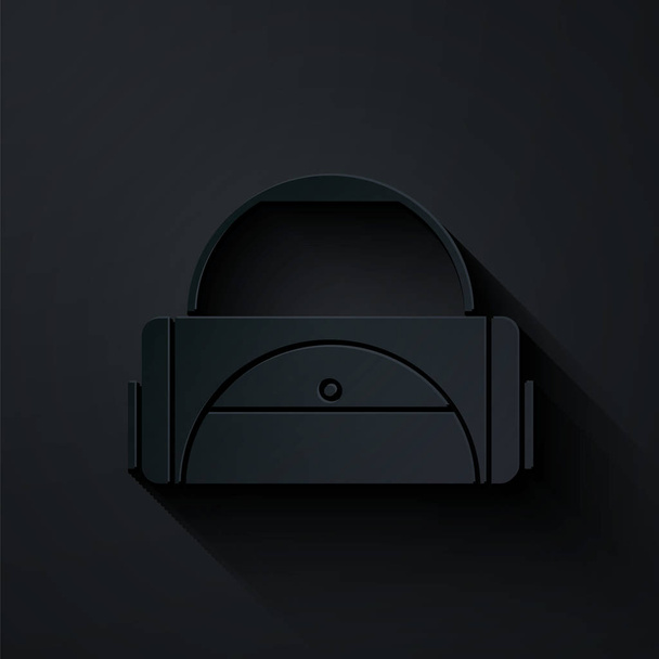 Papiergeschnittene Sporttasche Symbol isoliert auf schwarzem Hintergrund. Papierkunst. Vektorillustration - Vektor, Bild