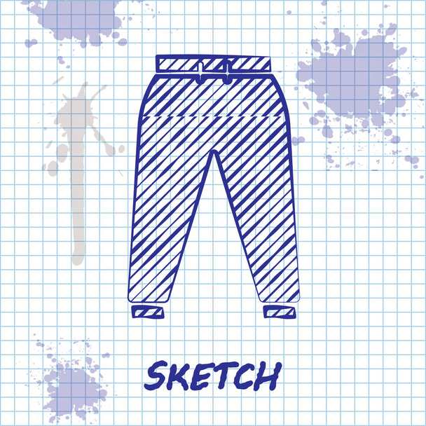 Skizze Linie Sporthose Symbol isoliert auf weißem Hintergrund. Vektorillustration - Vektor, Bild