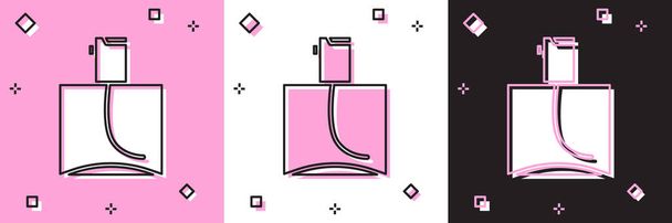 Set Icono de perfume aislado sobre fondo rosa y blanco, negro. Ilustración vectorial
 - Vector, Imagen