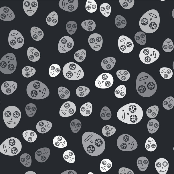 Grey Facial cosmetic mask icon isolated seamless pattern on black background. Cosmetology, medicine and health care.  Vector Illustration - Vector, Image