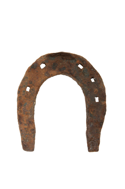 régi rozsdás horseshoe elszigetelt fehér - Fotó, kép