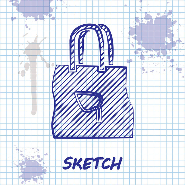 Linea Sketch Shopping bag in carta con icona di riciclo isolata su sfondo bianco. Sacchetto con simbolo di riciclaggio. Illustrazione vettoriale
 - Vettoriali, immagini
