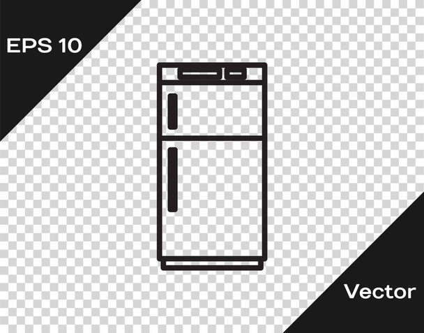 Línea negra Icono del refrigerador aislado sobre fondo transparente. Refrigerador congelador refrigerador. Tecnología y electrodomésticos. Ilustración vectorial
 - Vector, imagen