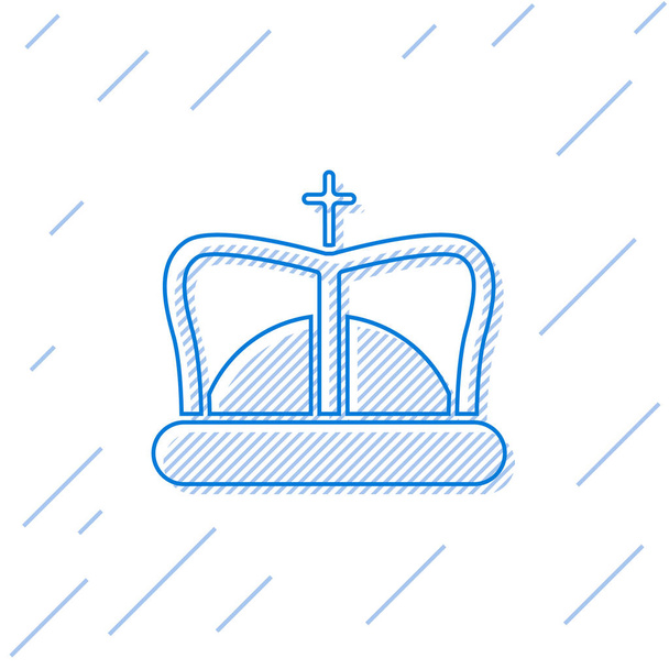 Modrá čára Král koruny ikona izolované na bílém pozadí. Vektorová ilustrace - Vektor, obrázek