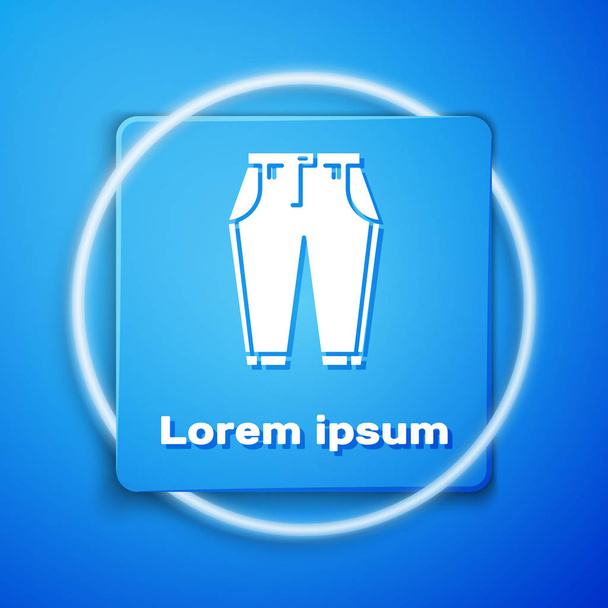 White Pants icon isolated on blue background. Blue square button. Vector Illustration - Vector, Image