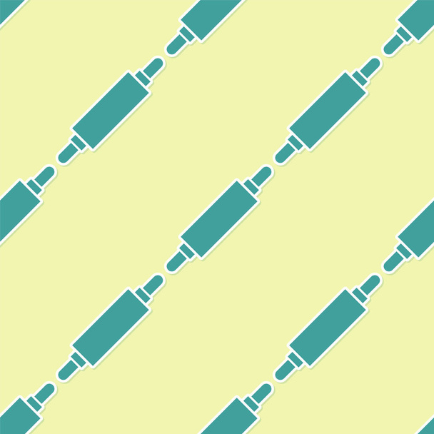 grünes Nudelsymbol isoliert nahtlose Muster auf gelbem Hintergrund. Vektorillustration - Vektor, Bild