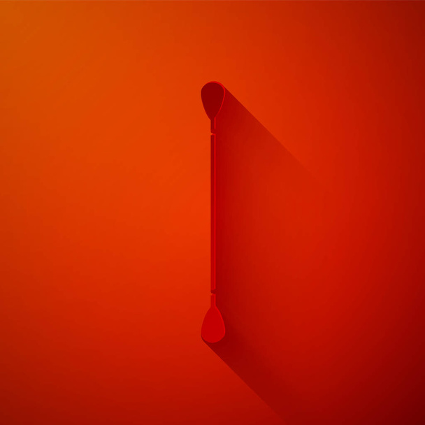 Papírový střih Bavlněný tampon pro uši ikonu izolované na červeném pozadí. Papírový styl. Vektorová ilustrace - Vektor, obrázek
