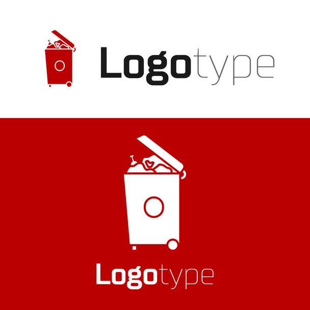 Red Papierkorb Symbol isoliert auf weißem Hintergrund. Mülleimer-Schild. Papierkorb-Symbol. Büromüll-Ikone. Logo-Design-Vorlage Element. Vektorillustration - Vektor, Bild