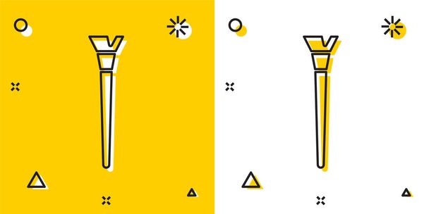 Fekete Smink ecset ikon elszigetelt sárga és fehér háttér. Véletlenszerű dinamikus formák. Vektorillusztráció - Vektor, kép