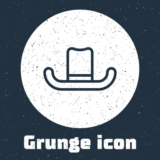 Grunge line Man hat with ribbon icon isolated on grey background. Monochrome vintage drawing. Vector Illustration - Vector, Image