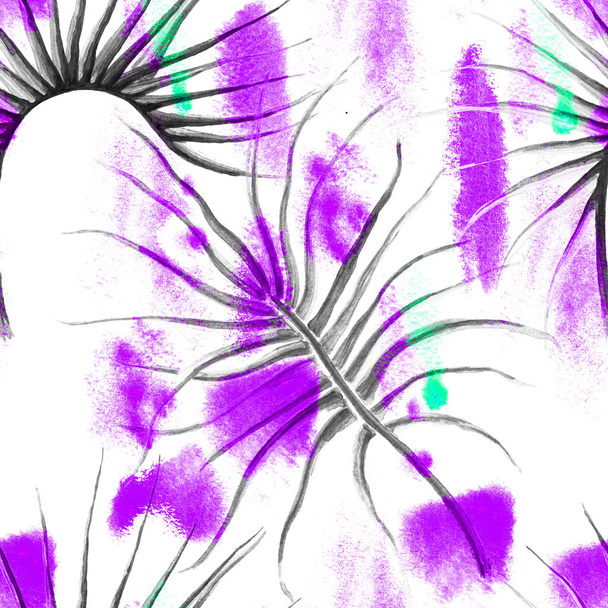 Tropical Purple Seamless Pattern. Summer Jungle - 写真・画像