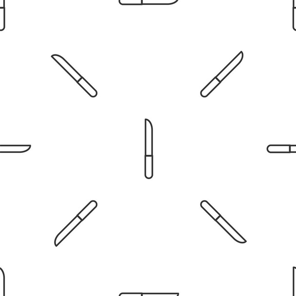 Grey line Knife icon isolated seamless pattern on white background. Cutlery symbol.  Vector Illustration - Vetor, Imagem