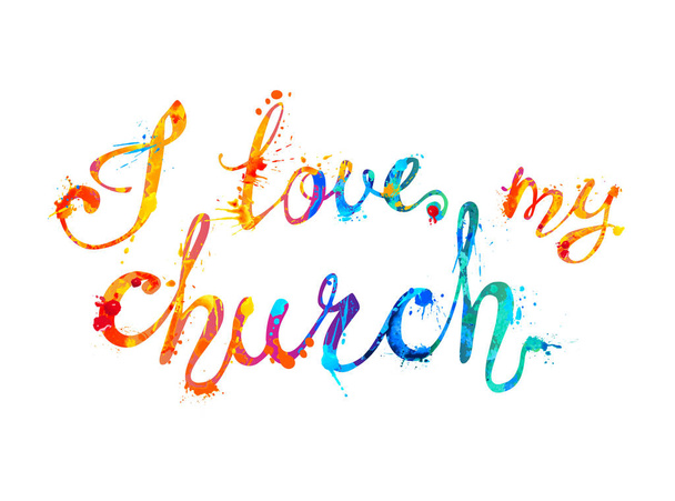 Adoro a minha igreja. Letras caligráficas
 - Vetor, Imagem