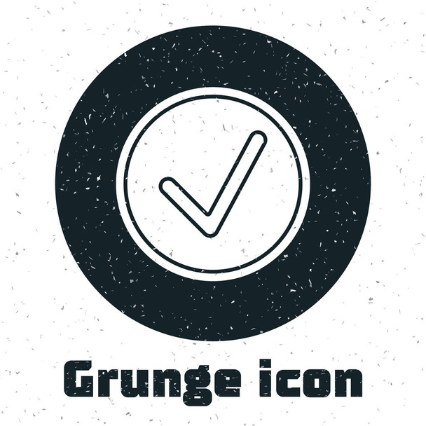 Grunge Ellenőrizze jel kör ikon elszigetelt fehér háttér. Választás gomb jel. Ellenőrző jel. Vektorillusztráció - Vektor, kép