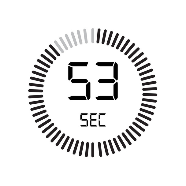 Το εικονίδιο 53 δευτερόλεπτα, ψηφιακό χρονόμετρο, απλά διανυσματική απεικόνιση  - Διάνυσμα, εικόνα