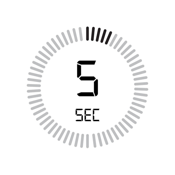 O ícone de 5 segundos, temporizador digital. relógio e relógio, temporizador, contagem
 - Vetor, Imagem