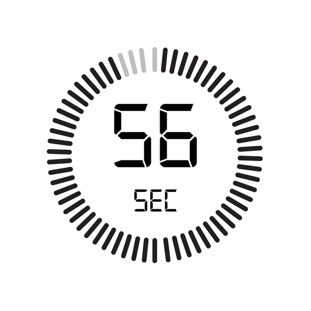 das 56-Sekunden-Symbol, digitaler Timer, einfach Vektorillustration  - Vektor, Bild