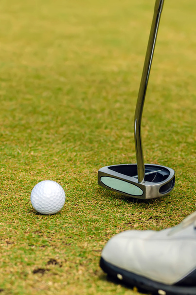golfista uvedení golfový míček v otvoru - Fotografie, Obrázek