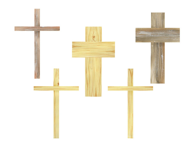 Cruces de madera, símbolo del bautismo
 - Foto, Imagen