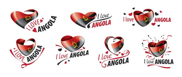 Bandiera nazionale dell'Angola a forma di cuore e l'iscrizione che amo Angola. Illustrazione vettoriale
 - Vettoriali, immagini