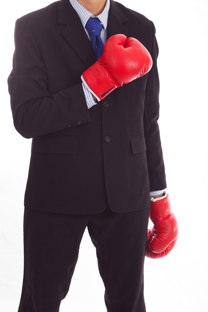 Businessman in red boxing gloves - Valokuva, kuva